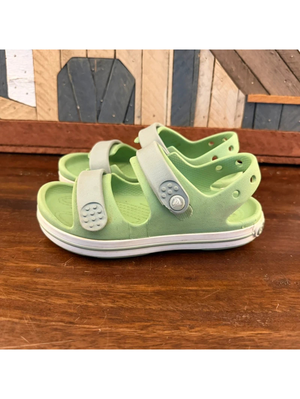Crocs Kids Crocband Cruiser Sandals Lime Green / Sage Toddler Size C12
